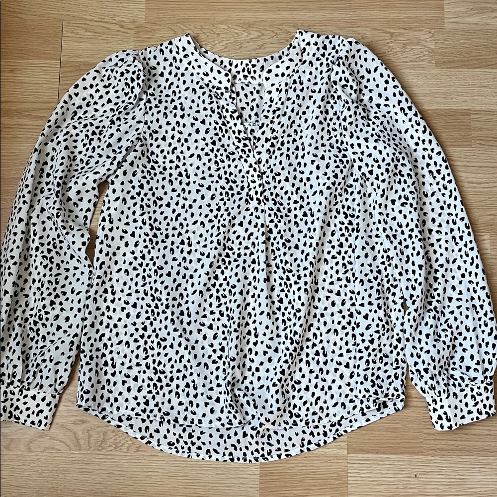 SHEIN Black and White Animal Print Top